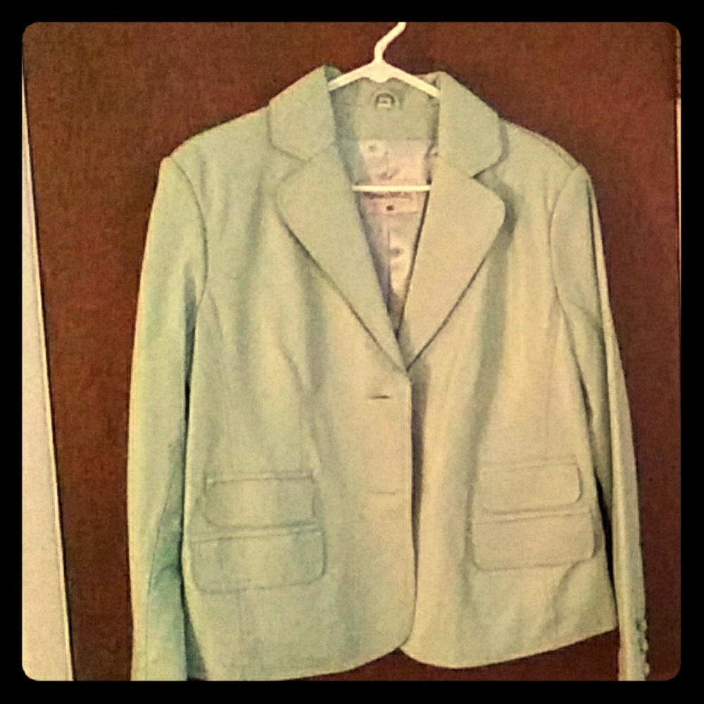 A light blue & green leather jackets